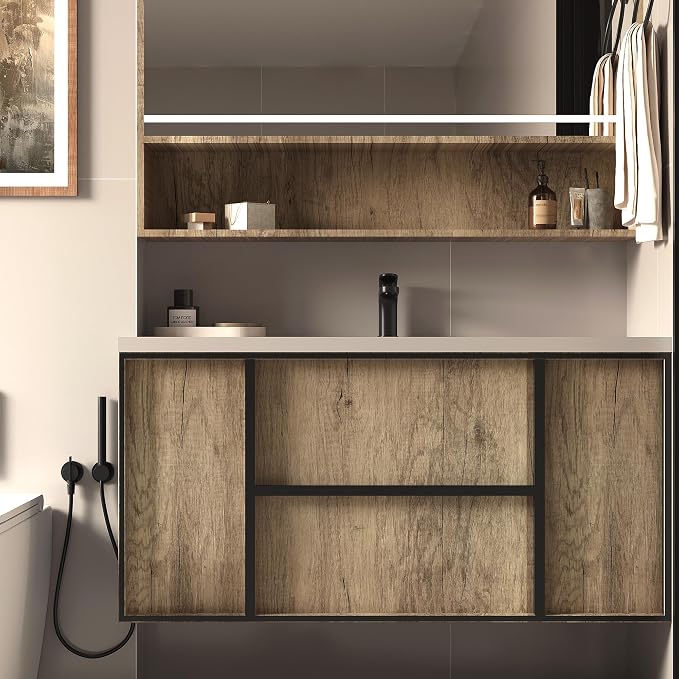 BOMENG 31.5x197in Extra Wide Dark Brown Wood Grain Contact Paper Peel and Stick - Image 5