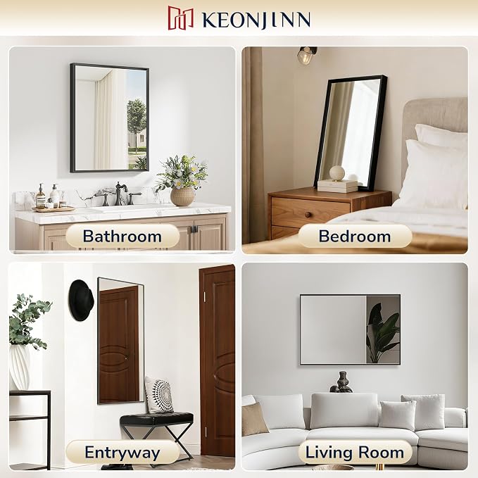 Keonjinn 48 x 36 Inch Black Bathroom Mirrors - Image 6