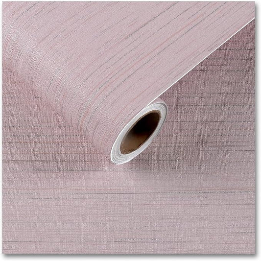 CRE8TIVE Pale Pink Grasscloth Wallpaper Peel and Stick Textured Wallpaper Pink by CRE8TIVE