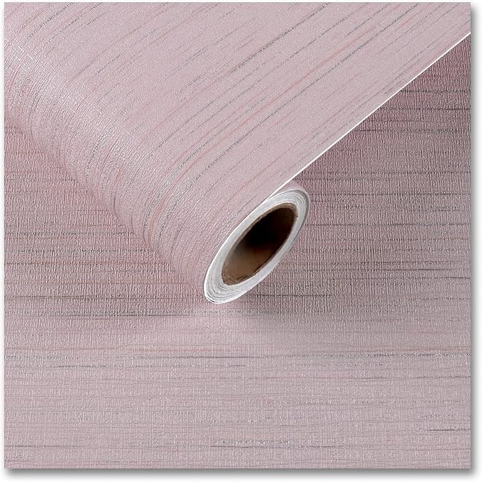 CRE8TIVE Large Size 24"x354" Pale Pink Grasscloth Peel and Stick Wallpaper by CRE8TIVE