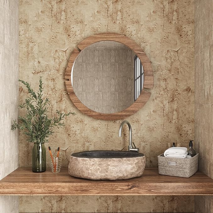 VEELIKE Aged Tan Concrete Wallpaper Peel and Stick Textured Distressed Concrete - Image 4