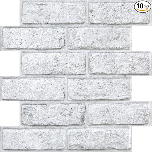 3D Faux Brick Wall Panels Peel and Stick, Small Brick-Look Textured Wall Sticker by SMOOSTIKCDECOR