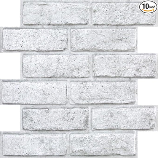 COMSTICKC 3D Faux White Brick Wall Panels Peel and Stick Wall Stickers by COMSTICKCDECOR