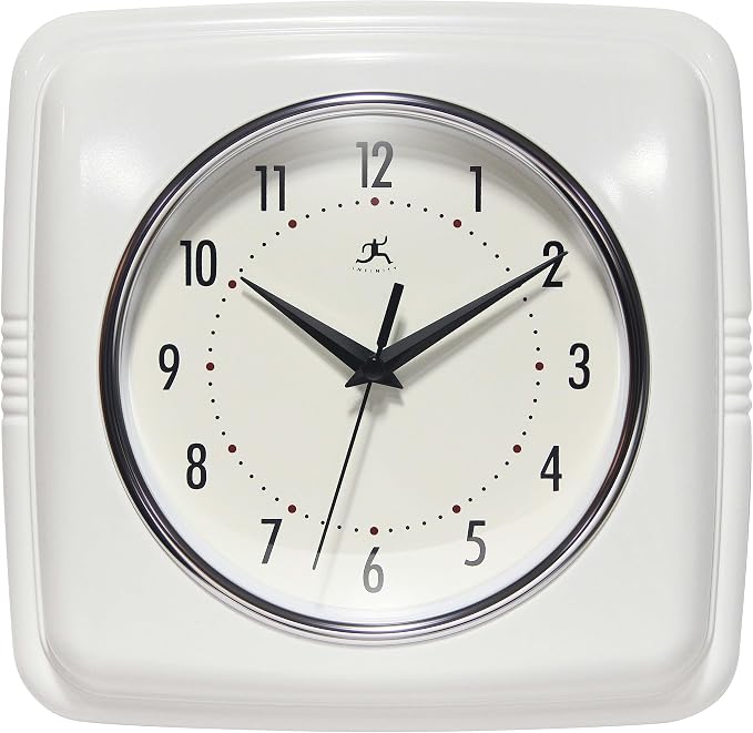 Infinity Instruments Retro – 9-Inch Square Silent Non-Ticking Mid-Century by InfinityInstruments