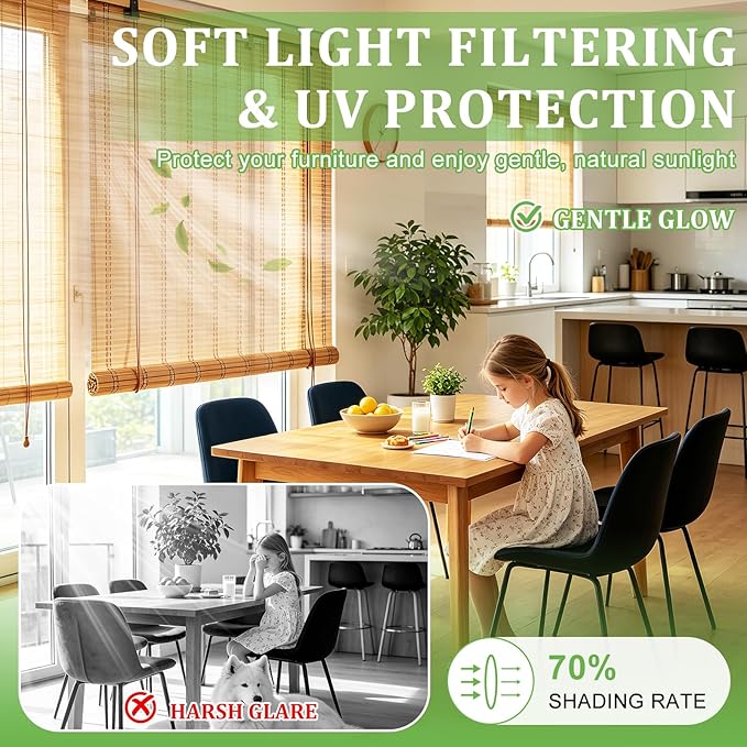 Bamboo Blinds 32x64 inch Bamboo Roman Shades - Image 4
