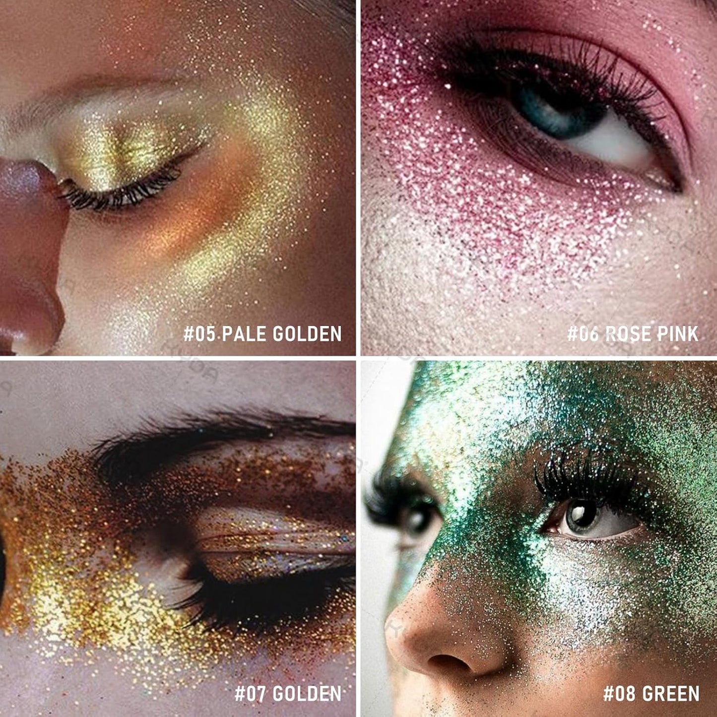KYDA Highlighter Powder Spray, High Glossy Shimmer Sparkling Powder for Face and Body Glitter Makeup, Body Glitter Spray, Green