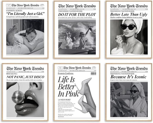uniro Trendy Newspaper Wall Art Prints, Vintage Black & White Newspaper Wall by uniro