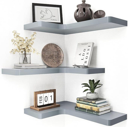 fuqing Corner Floating Shelves, Wall Shelf Set of 3, Shelves by Fuqing