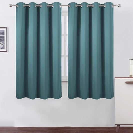 LEMOMO Sea Teal Thermal Blackout Curtains/52 x 63 Inch/Set of 2 Panels Room by Lemomo
