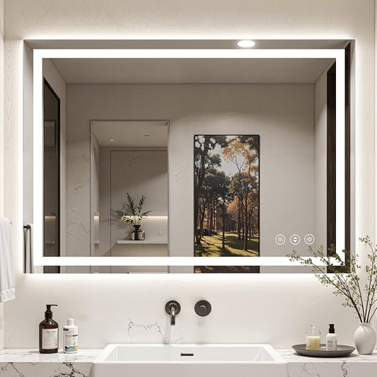 48X40 LED Bathroom Mirror with Lights, Backlit + Front Lit, Lighted Bathroom by Rpoesx