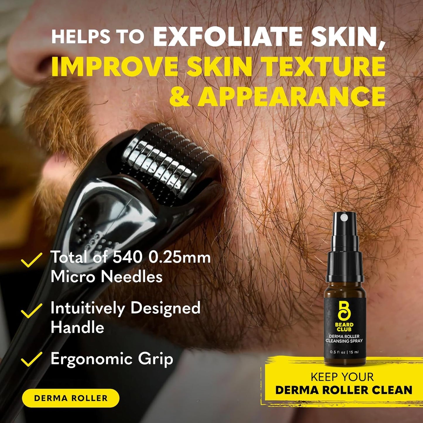 The Beard Club Supreme Beard Growth Kit - Derma Roller, Growth Oil, Vitamins, Vitamin Spray, Biotin Balm, Thickening Conditioner, Shampoo, Comb & Cleansing Spray - Gift Set