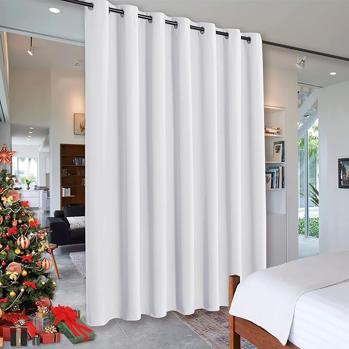 RYB HOME White Curtains Room Seperating Divider Privacy Noice Dampening by RYBHOME