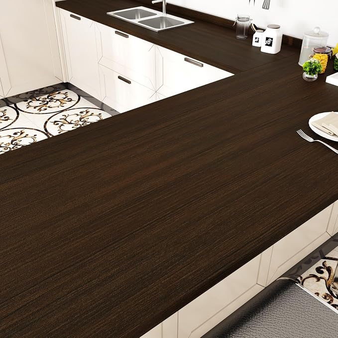 WESTICK Large Wood Contact Paper 394"x24" Brown Kitchen Countertops Peel and by WESTICK