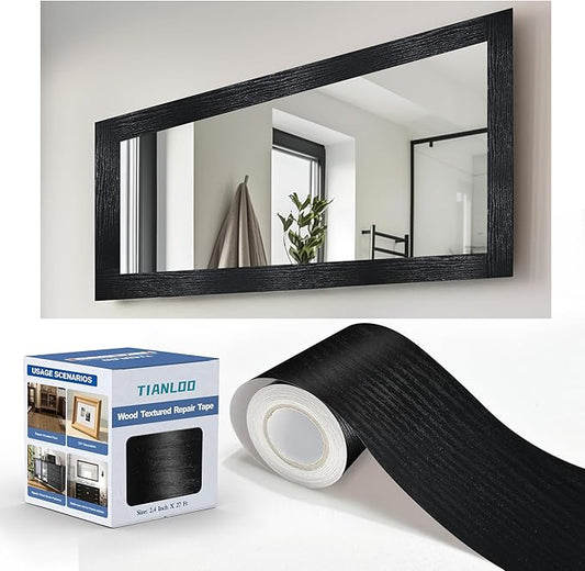 TIANLDD 27 FT Wood Grain Wallpaper Border, Removable Waterproof Mirror Border by TIANLDD