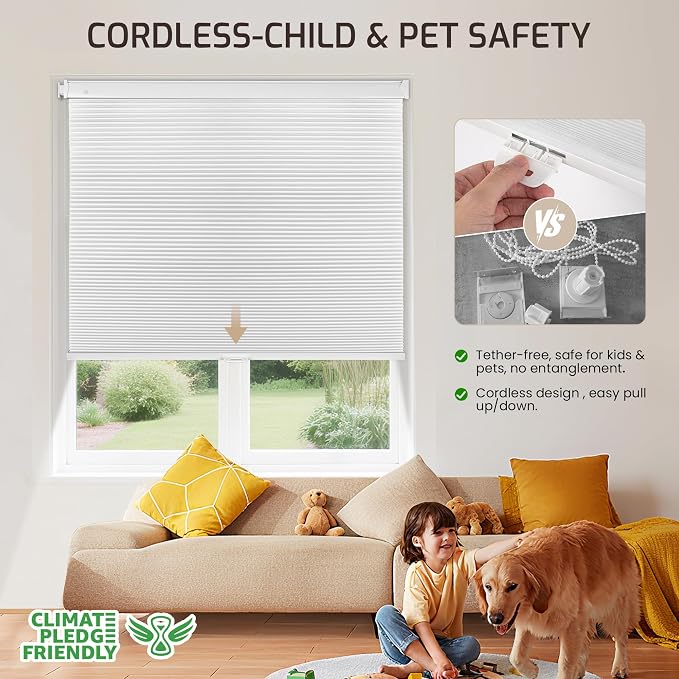 Grandekor No Tools No Drill Cordless Cellular Shades, 34.5" W × 64" H, UV - Image 4
