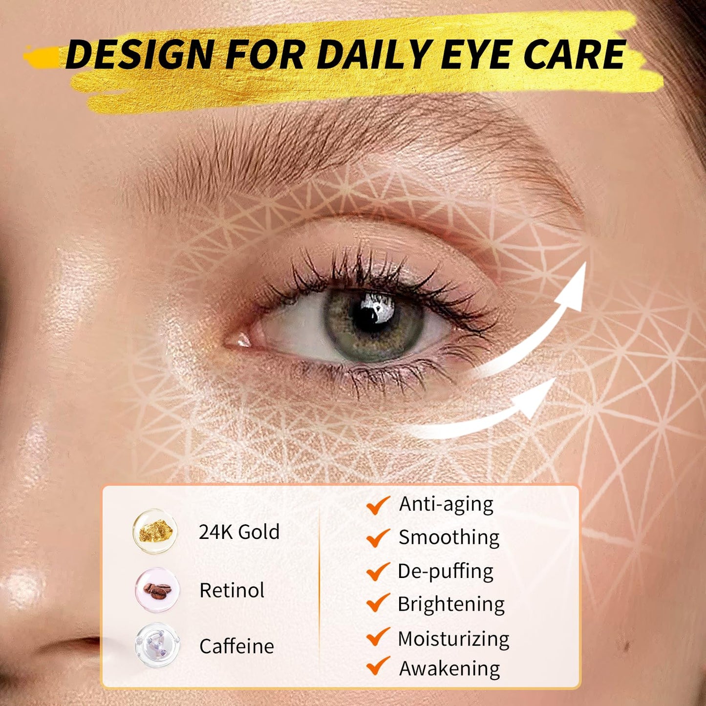 Under Eye Patches(36 Pairs), 24K Gold, Caffeine, Retinol Eye Masks for Puffy Eyes, Wrinkles, Dark Circles, Undereye Bags Treatment - Restoring & Awakening & Moisturizer Skin care Gift for Women
