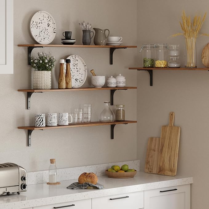 DINZI LVJ Long Wall Shelves, 55.1Inch Wall Mounted Shelves Set of 2, Extra - Image 7
