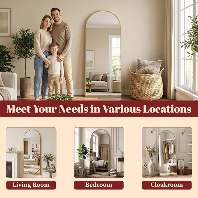 Suidia 76"x44" Arched Full Length Mirror - Image 9