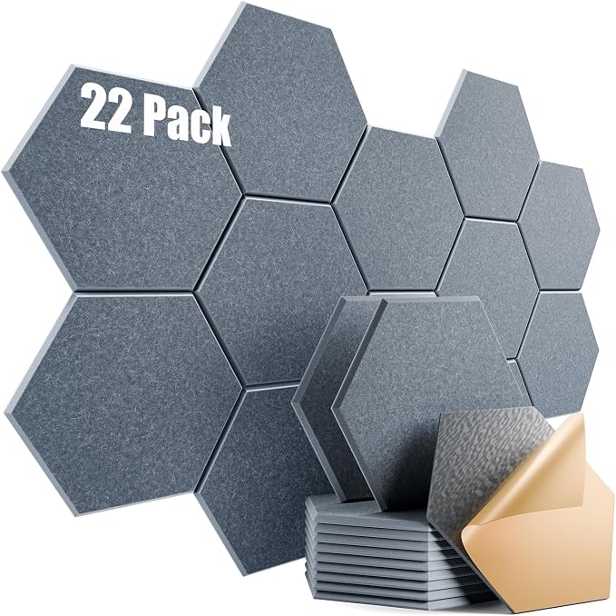 22 Pack Self-Adhesive Acoustic Panels 12" X 10" X 0.4" by Dailycooper