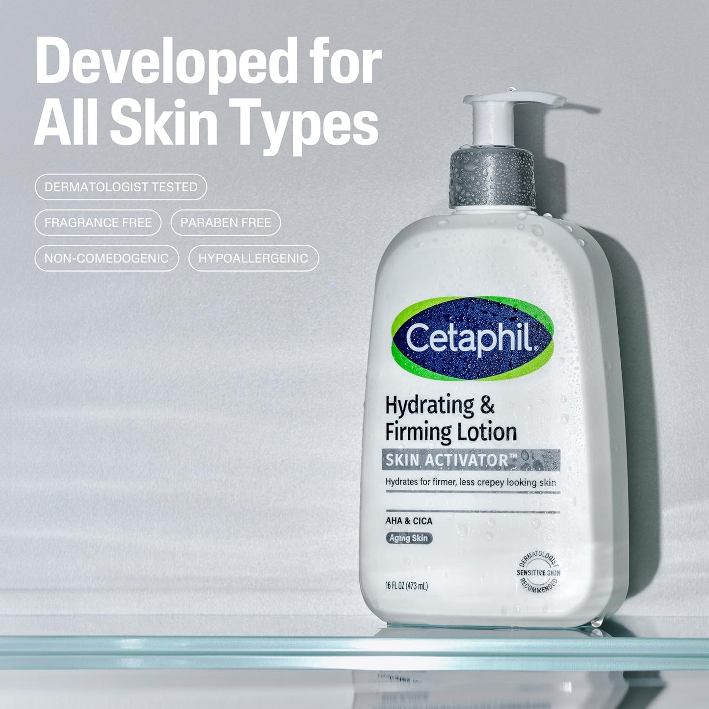 Cetaphil Skin Activator Hydrating & Firming Body Lotion 16oz, Mandelic Acid (AHA) and Centella Asiatica (CICA) Body Moisturizer, Hydrates and Firms Aging Skin, Anti-Aging Body Skincare