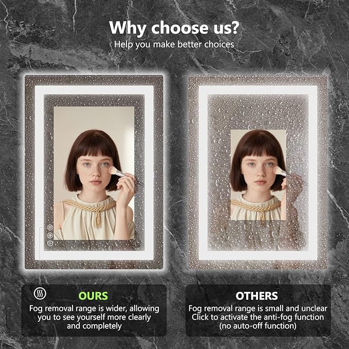 Sweetcrispy 24"x32" Smart Anti-Fog LED Bathroom Mirror - Image 5