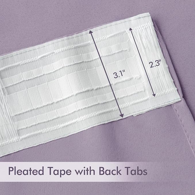 MIULEE Lilac Back Tab Blackout Curtains 102 Inch Long 2 Panels Set - Image 4