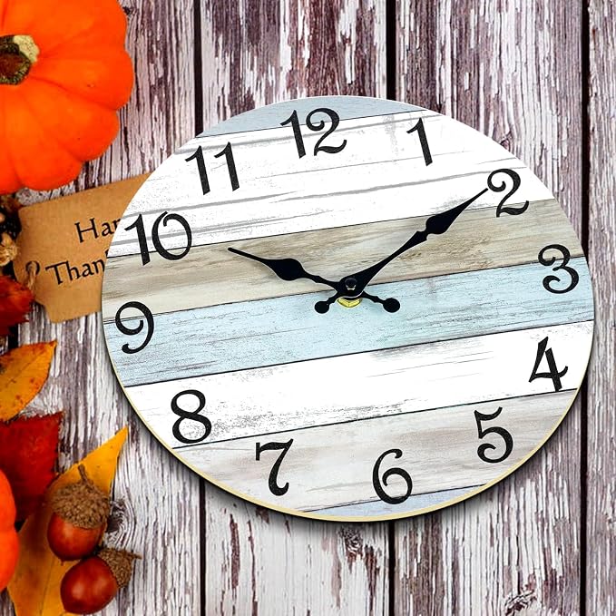 CHYLIN Wall Clock, Silent Non Ticking Battery Operated, Rustic Coastal Country - Image 7