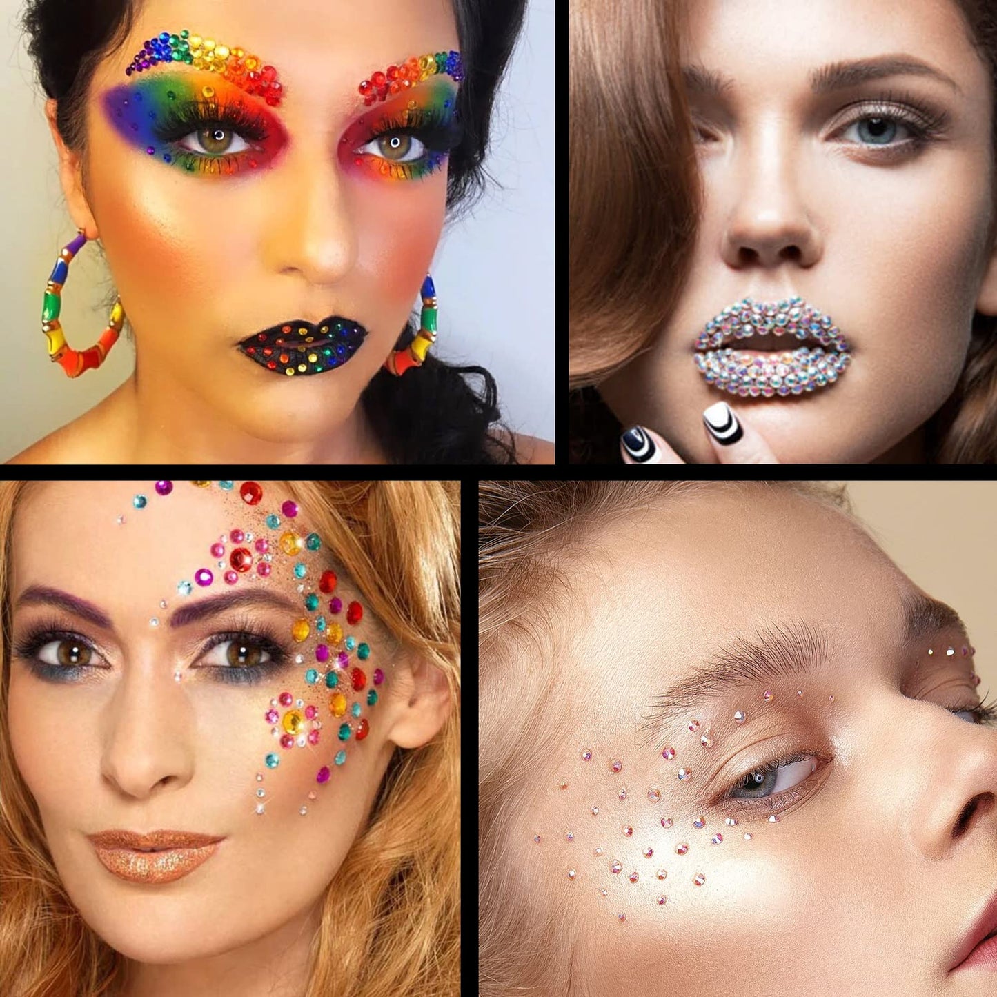 Flat Back Rhinestone Kits Colorful Rhinestones+Crystal AB Gems With Picker Pencil And Tweezer For Home DIY And Professional Nail Art