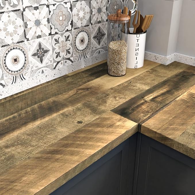 WESTICK Wood Peel and Stick Wallpaper Rustic Butcher Block Contact Paper by WESTICK