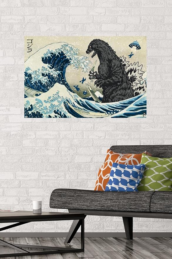Godzilla - Great Wave Wall Poster, 34L" x 22.4W", Unframed Version - Image 2