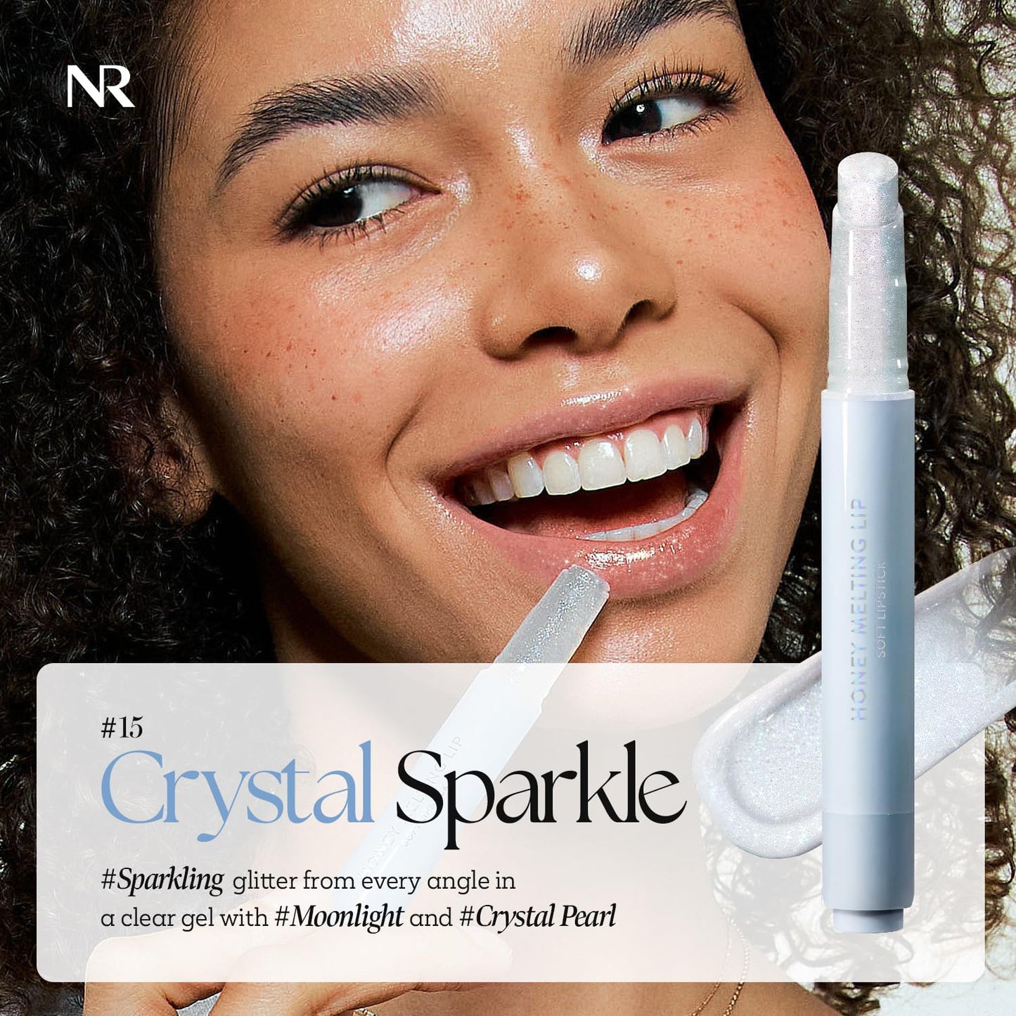 Nature Republic HONEY MELTING LIP GLITTER & PLUMPING (15 CRYSTAL SPARKLE) SOFT LIP STICK Hydrating&Moisturizing clear Gloss,Volumizing formula & Sheer tint, Shine Glimmer Finish, korean make up