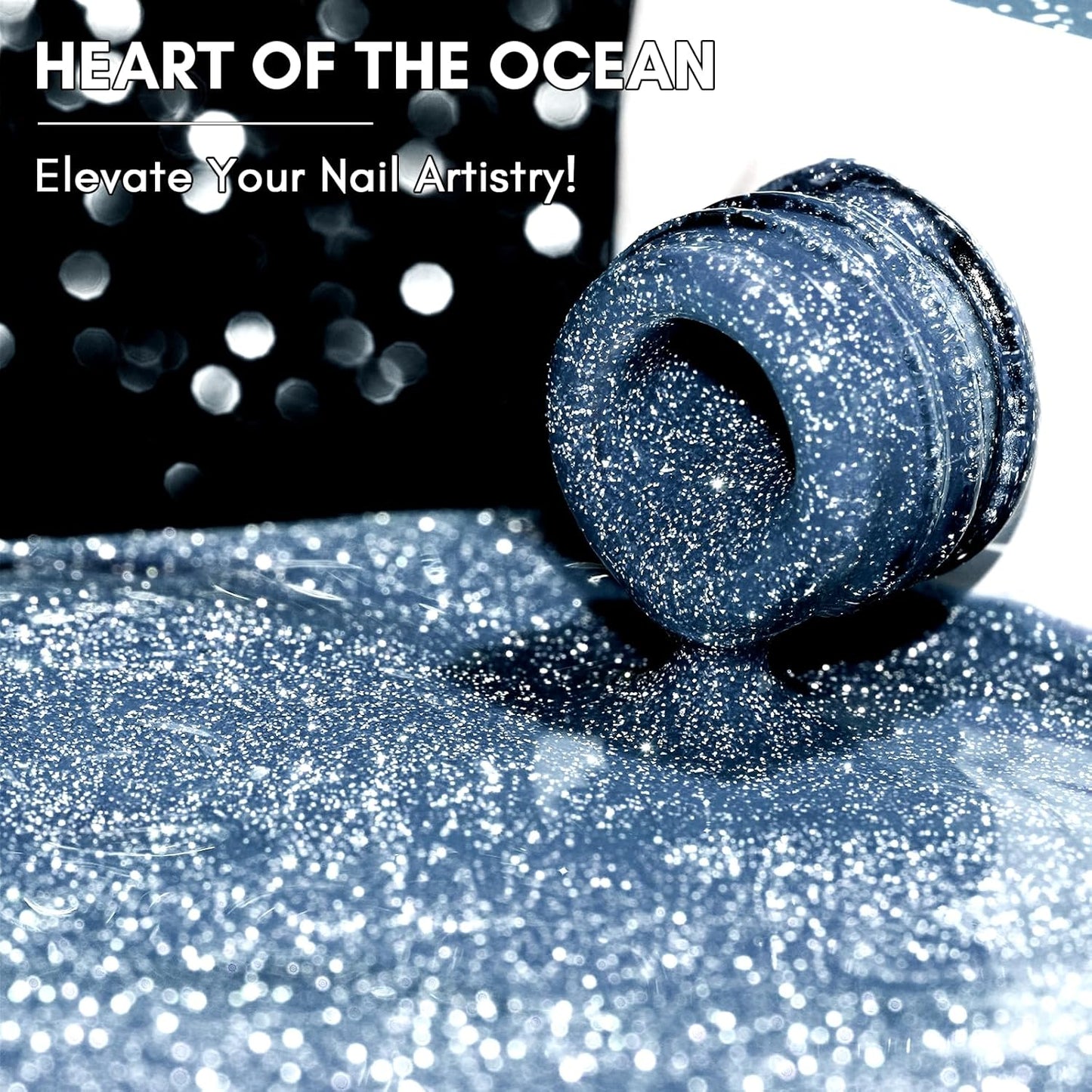 Makartt Glitter Gel Nail Polish - Flash Blue Diamond Reflective Gel, UV LED Soak Off for Nail Art Designs, 15ml DIY Home Salon Manicure, Heart of the Ocean