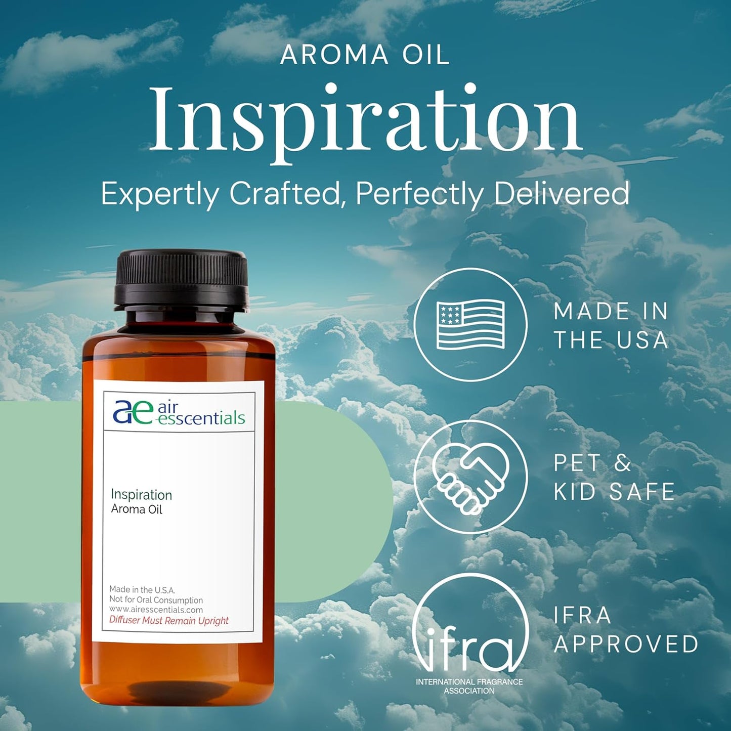 Inspiration Aroma Oil, Essential Oils Blend for Diffusers & Scent Machines, Zesty Citrus & Blooming Florals, Aromatherapy, Cold Air Diffuser Compatible, 300 mL