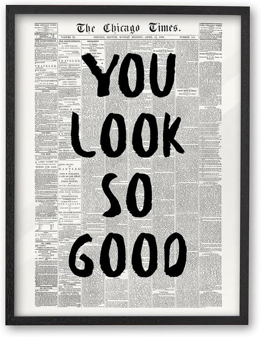 iHery Small Premium Natural Black OAK Wood 8x10in You Look So Good Trendy by iHery