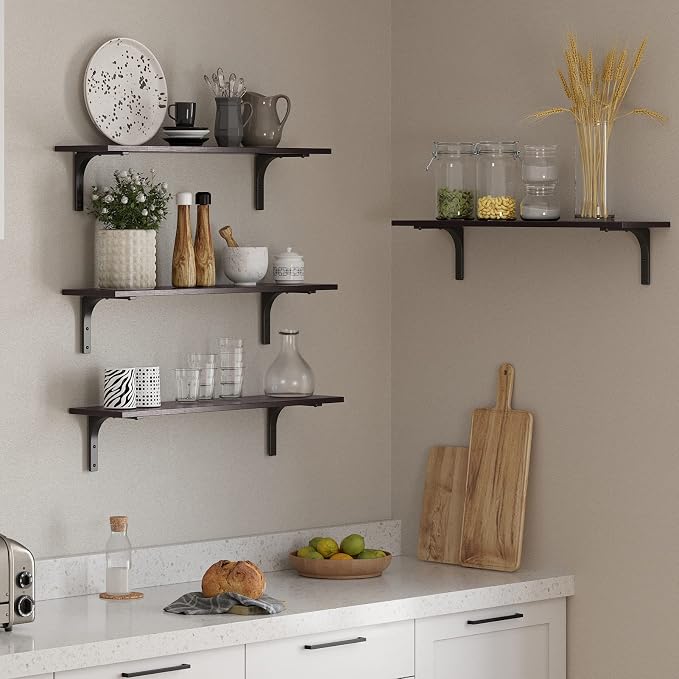 DINZI LVJ Long Wall Shelves, 23.6 Inch Wall Mounted Shelves Set of 2, - Image 5