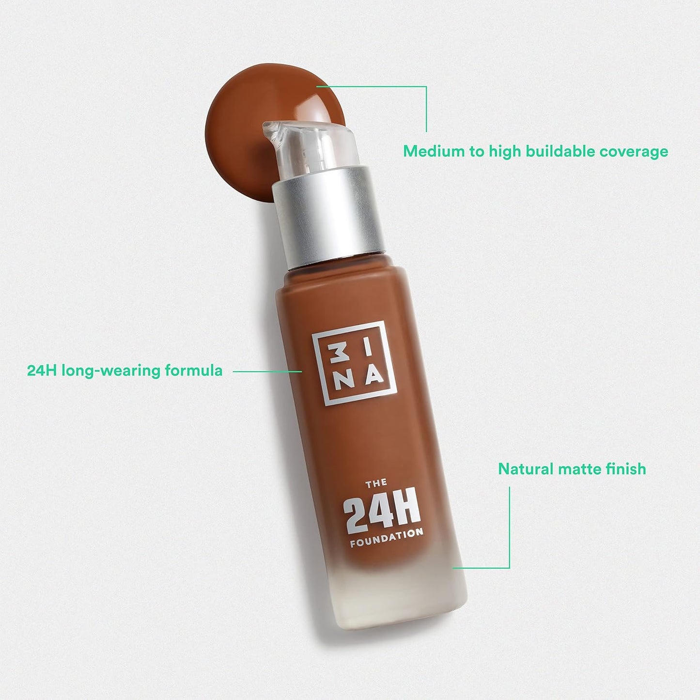 3INA The 24H Foundation 609-24H Light Pink Cream, 1.01 Oz - Medium To High Buildable Coverage, Smooth Matte Finish, Cruelty Free, Vegan, Waterproof