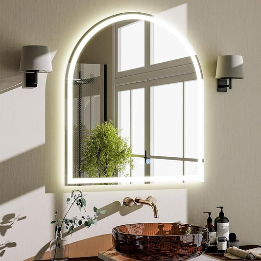 BEAUTYPEAK 34x30 LED Arch Bathroom Mirror by BEAUTYPEAK