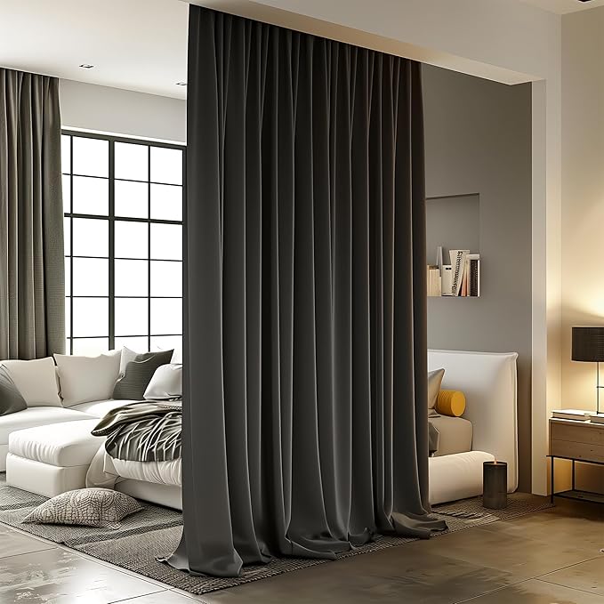 Room Divider Curtains for Ceiling Track Rod, 10 ft Wide x 7 ft Tall, 1 Panel by RoomDarkning