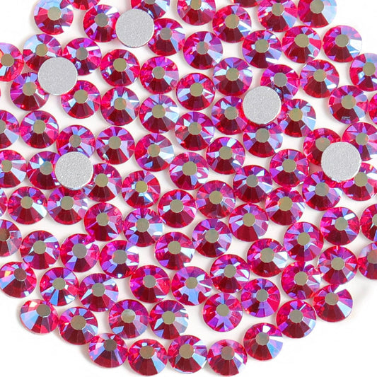 Beadsland 1440 Pieces Flat Back Crystal Rhinestones Round Gems,Light Siam AB,SS6,1.9-2.1mm