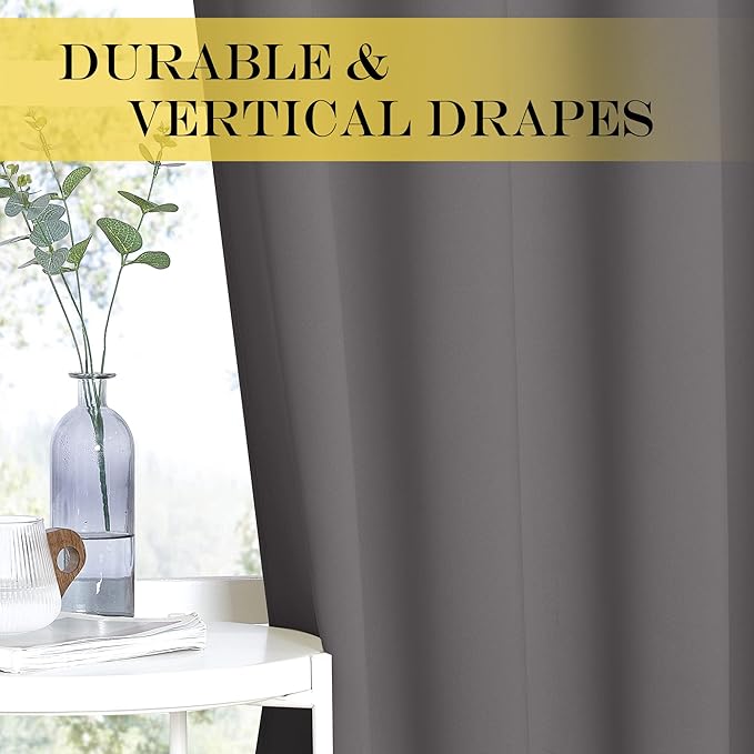 NICETOWN Grey Bedroom Blackout 90 inch Curtain - Image 5