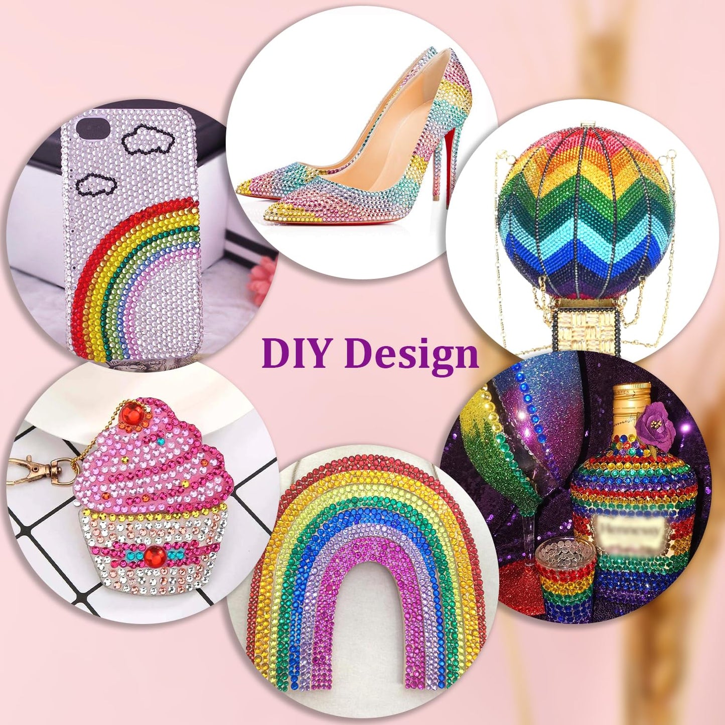 6600Pcs Resin Rhinestones for Crafting with Tweezers, Multicolor 5mm Bedazzling Crystal with 3Pcs 10ml B7000 Jewelry Glue for DIY Crafts Clothing Tumblers Shoes Fabric Nail Art