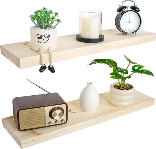 BGMG Wood Floating Shelves for Wall 30 inch, Rustic Wooden Wall Mount Shelves by BGMG