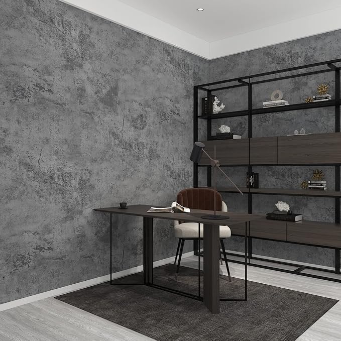 3yecao 31"×591" Extra Wide Thick Blue Grey Black Concrete Wallpaper Peel and - Image 6