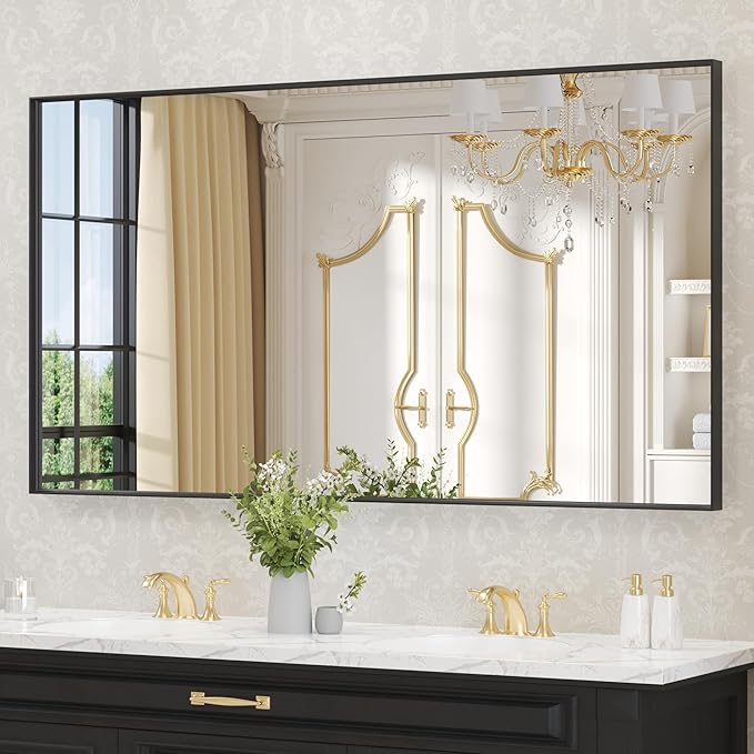 LOAAO Black Bathroom Mirror 60"X28" - Image 3
