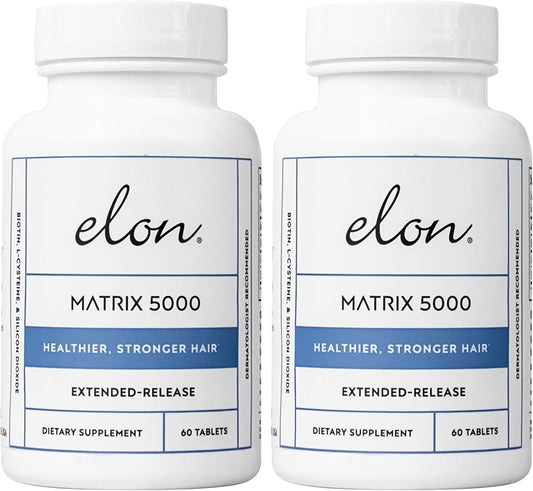 Elon Matrix 5000 - Biotin 5000mcg Vitamins for Hair Growth w/Extended Release - Promotes Healthy & Strong Hair - Pack of 2 (120 Day Supply)