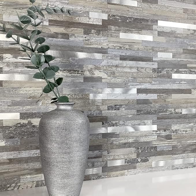AULIGET 20 Sheets Peel and Stick Backsplash, Distressed Wood Look PVC Wall - Image 2