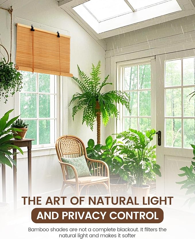 30" Wx48 H Bamboo Blinds Roller Shades - Image 7