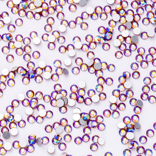 1440Pcs Light-Purple Ab Crystal Rhinestones,Glass Flatback Rhinestones Gemstones Small for Nail Face Makeup Art Crafts Clothes Decoration-(SS10,2.8mm,Light-Purple Ab)
