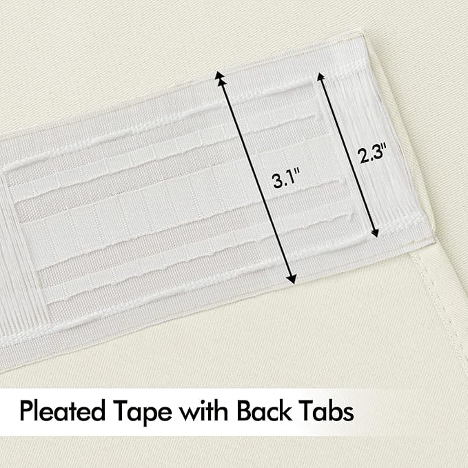 MIULEE Cream Back Tab Blackout Curtains 102 Inch Long 2 Panels Set - Image 4