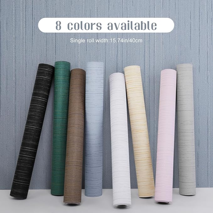 Light Blue Peel and Stick Grasscloth Texture Wallpaper 15.7"x120" Vintage - Image 2